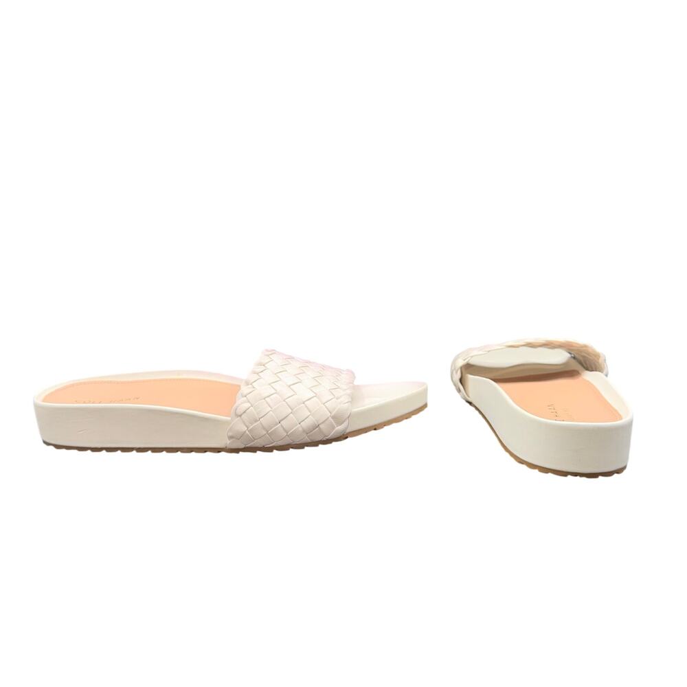 Cole Haan Grand 360 Woven Slide Sandals Ivory Leather Women’s Size 10 B